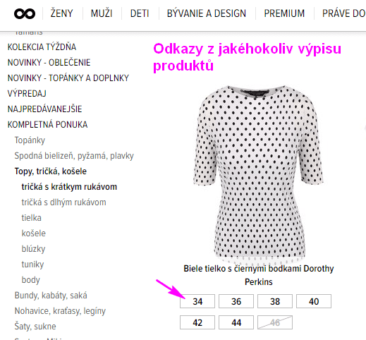 SEO duplicity - veľkosť oblečenia